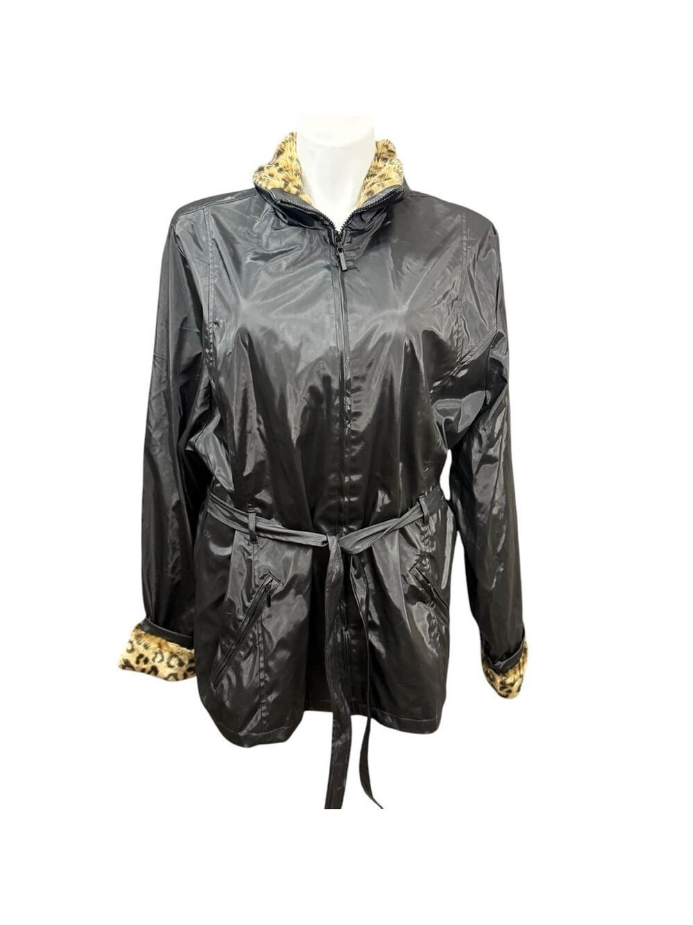 Women's Endurance Marcelle Renee Jacket Size 3X Black with Leopard‎ Faux Fur